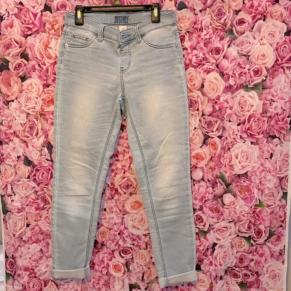 🔥 SALE JUSTICE Girls Mid Rise Light Wash Denim Jeans | Size 12